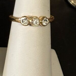 Elegant Gold Triple Stone Ring
